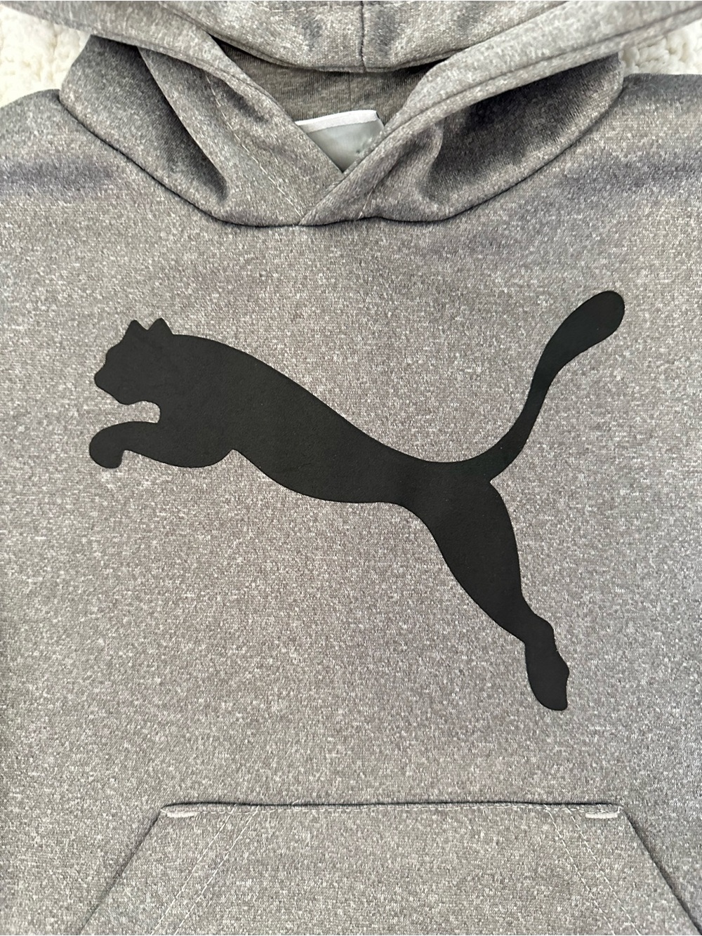 NWOT Puma 4T Toddler Kids Metallic Gray Black Logo Hoodie Athleisure Cozy Soft - Picture 2 of 7